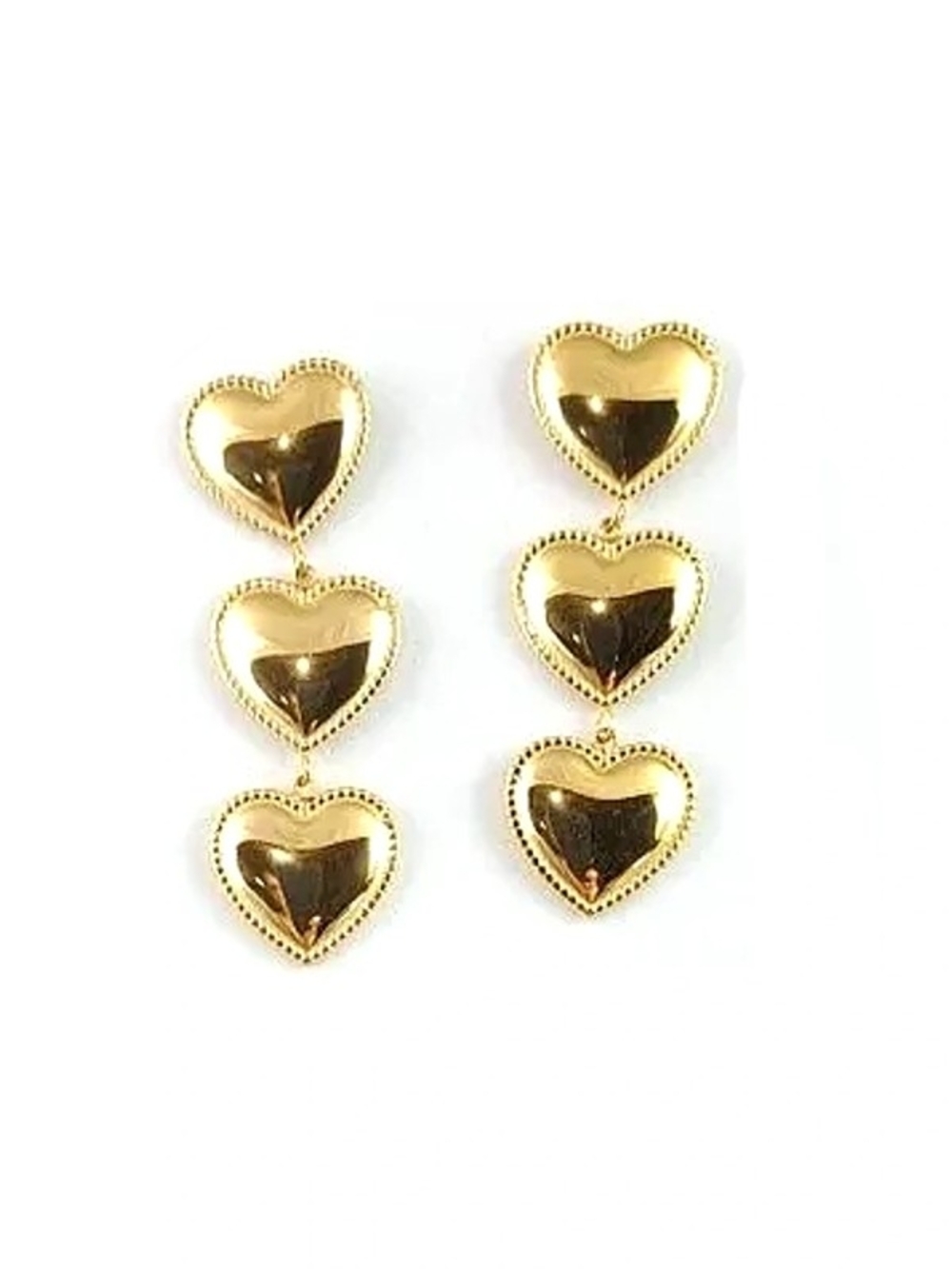 NWOT Gold Stainless Steel Heart Drop Earrings